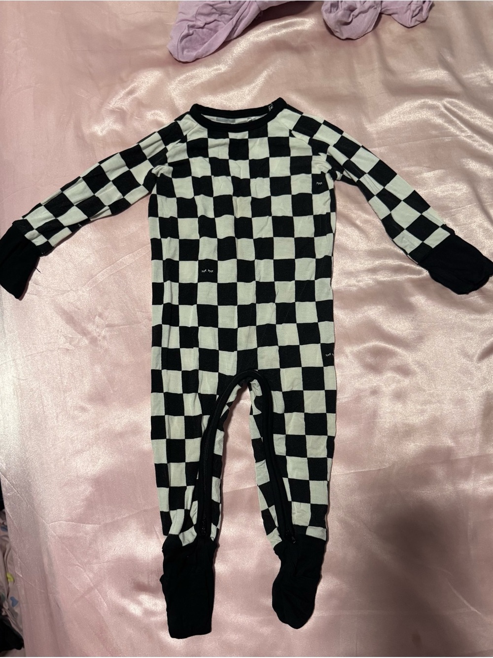 Little Sleepies Black & White Checkered Footed One-Piece